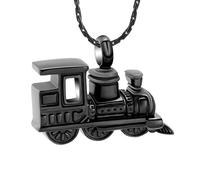 AIWENXI Mini treno cremazione gioielli per ceneri auto urna collane per uomini donne in acciaio inox monumento souvenir cenere ciondolo collane, Acciaio inossidabile