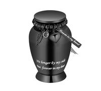 AIWENXI Piccole urne per cenere umana ricordo cremazione urna per cenere umana con ali fascino mini personale urna funerale per animali domestici (neri-piccole ali)