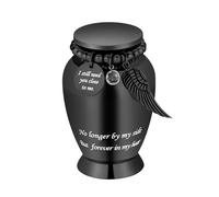 AIWENXI Piccole urne per cenere umana ricordo cremazione urna per cenere umana con ali fascino mini personale urna funerale per animali domestici (ali nere grandi)
