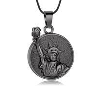 AIWENXI Statua della Libertà Creazione Gioielli per Cenere Rotonda Collane Cenere per Uomini Donne In Acciaio Inox Cimeli Ciondolo Cenere, Acciaio inossidabile