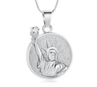 AIWENXI Statua della Libertà Creazione Gioielli per Cenere Rotonda Collane Cenere per Uomini Donne In Acciaio Inox Cimeli Ciondolo Cenere, Acciaio inossidabile