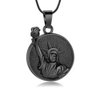 AIWENXI Statua della Libertà Creazione Gioielli per Cenere Rotonda Collane Cenere per Uomini Donne In Acciaio Inox Cimeli Ciondolo Cenere, Acciaio inossidabile