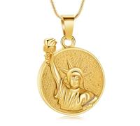 AIWENXI Statua della Libertà Creazione Gioielli per Cenere Rotonda Collane Cenere per Uomini Donne In Acciaio Inox Cimeli Ciondolo Cenere, Acciaio inossidabile