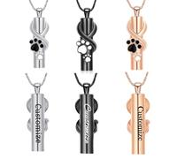 AIWENXI Urna collana per cenere per cane/gatto animali domestici zampa pressione cilindro ciondolo cenere gioielli ricordo animale domestico urna gioielli cremazione gioielli gioielli, Acciaio