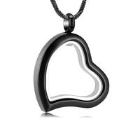 AIWENXI Urna Collane per cenere di vetro cuore cremazione gioielli in acciaio inox a forma di cuore memoria cenere pendente gioielli per uomini donne, Acciaio inossidabile
