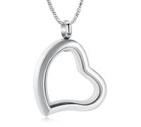 AIWENXI Urna Collane per cenere di vetro cuore cremazione gioielli in acciaio inox a forma di cuore memoria cenere pendente gioielli per uomini donne, Acciaio inossidabile