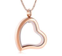 AIWENXI Urna Collane per cenere di vetro cuore cremazione gioielli in acciaio inox a forma di cuore memoria cenere pendente gioielli per uomini donne, Acciaio inossidabile