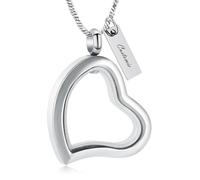 AIWENXI Urna Collane per cenere di vetro cuore cremazione gioielli in acciaio inox a forma di cuore memoria cenere pendente gioielli per uomini donne, Acciaio inossidabile