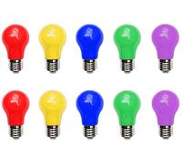 Aiwerttes Lampadina a LED colorata, E27,3 W, A50, a forma di pera, rosso, giallo, blu, verde, viola, colori misti, per fate, luci colorate, decorazione per feste di Halloween, confezione da 10