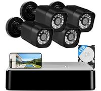 AIWIXEN - Sistema di telecamere di sicurezza cablate a 8 canali CCTV DVR con disco rigido da 1 TB, 4 telecamere di sicurezza domestica cablate da 5 MP con cavo