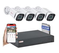 AIWIXEN Sistema di telecamere di sicurezza CCTV cablate 8CH H.265+ 3K Lite con rilevamento di veicoli umani, 4X IP68 5MP telecamera di sorveglianza per interni ed esterni, disco rigido da 512 GB per