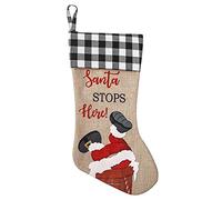 Aiwjeakh Calze di Natale, decorazioni natalizie, Babbo Natale si ferma qui per regali di Natale per la decorazione della casa, B