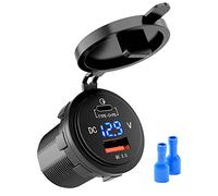 Aiwjeakh Caricabatteria da auto USB 3.0 da 18 W a ricarica rapida da 48 W Type-C PD Adattatore di presa per auto, barca, , moto