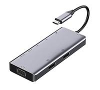 Aiwjeakh Docking station USB C 9 in 1 Dual 4K compatibile VGA 87W PD USB 3.0 e adattatore multi-porta TF/SD Hub per PC portatile