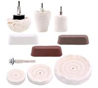 Aiwjeakh Kit di 10 dischi per lucidatura con 3 pezzi composto Rouge con manico da 1/4", per collettore, alluminio, acciaio inossidabile, cromato