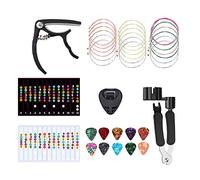 Aiwjeakh Kit di corde per chitarra, 18 pezzi, strumento di cambio per chitarra acustica, corde acustiche, plettri per chitarra, cappucci, per , portaplettri