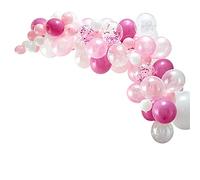 Aiwjeakh Kit per di palloncini, 100 pezzi, ghirlanda di palloncini rosa, decorazione di compleanno, con coriandoli rossi e rosa argentata e striscia di palloncini