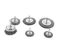 Aiwjeakh Set di 6 spazzole a tazza in filo metallico da 0,0118 pollici in acciaio ondulato grosso 1/4 di pollice rotondo per trapano