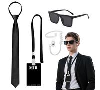 AIWXEEU Agente Costume Accessori, Servizio Segreto Costume Set, Spy Costumes Accessori, Man in Black Costumes per Uomini Donne per Carnevale Cosplay Feste