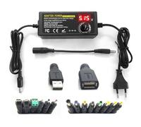 aixi-SHS Adattatore da 100-240 V a 3 V a 24 V DC, 3 A Max 72 W Adattatore universale Alimentazione con 16 punte, USB, Type-C, DC5521, Convertitore AC/DC per dispositivi elettronici, LED Stripes