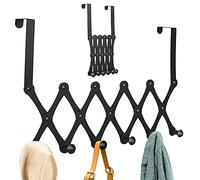 Aixingyun Appendiabiti Da Porta Nero Appendiabiti Sopraporta Con 6 Ganci, Gancio Porta In Acciaio Inox, Retrattile & Regolabile Attaccapanni Over Door Hooks, Attaccapanni Da Porta