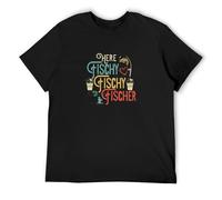 AIXINLI Black Here Fishy Fishy Fishy T-Shirt - Standard T-Shirt Black XXXL