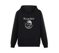 AIXINLI Skull Logo By Poison Idea Hoody Unisex Ptinted Hoodies Long Sleeve Men's Hooded with Pocket Black XXL