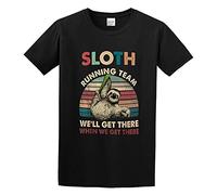 AIXINLI Vintage Sloth Running Team We'll Get There Funny Sloth Unisex 100% Cotton Short-Sleeve T-Shirts Black S