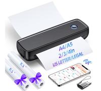 Aixiqee Stampante portatile senza inchiostro wireless da viaggio - ad alta risoluzione, batteria da 4200 mAh, mini stampante termica per A4/A5/2/3/4", USB, leggera, non necessita di inchiostro