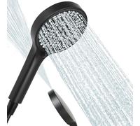 AIXMEET Soffione Doccia, Soffione Doccia Risparmio Acqua, 125mm di Diametro, 6 Modalità Regolabili per Soddisfare Diverse Esigenze Come Lavarsi, Lavare gli Animali e Risciacquare il Bagno (Nero)