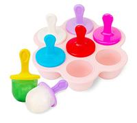 AIXMEET Stampi Per Gelato in Silicone, 7 Stampi Per Gelato Per Bambini, Stampi Per Yogurt Congelato o Bevande Alla Frutta Per Bambini, Senza BPA, Stampi Per Ghiaccioli Con 8 Bastoncini Riutilizzabili.