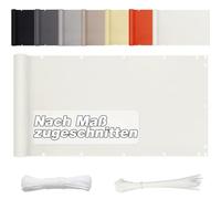 Aiyaoo Copri Ringhiera Balcone 75cm x 700cm- Telo Balcone Ringhiera in Poliestere, Impermeabile Opaco, Frangivento Recinzione Copertura per Balcone Esterno Giardino, Bianco