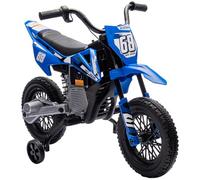 AIYAPLAY 12V Moto Elettrica per Bambini 3-6 Anni con 2 Motori e Acceleratore Manuale, Mini Moto Cross per Bambini con Sospensione, Ruote Rimovibile, Indicatore di Carica, Suoni, 2.4-5km/h, Blu