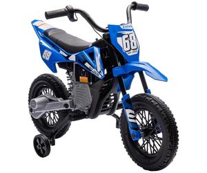 AIYAPLAY 12V Moto Elettrica per Bambini 3-6 Anni con 2 Motori e Acceleratore Manuale, Mini Moto Cross per Bambini con Sospensione, Ruote Rimovibile, Indicatore di Carica, Suoni, 2.4-5km/h, Blu