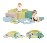 AIYAPLAY 15 pezzi in schiuma per bambini con piscina a palle, modulo motorio per bambino fodera rimovibile e lavabile, soft play angolo Climber per bambini 3 anni+, multicolore
