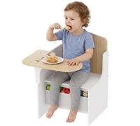 AIYAPLAY 2 in 1 Tavolino e Sedia per Bambini Finitura Effetto Legno, Bianco | Set Tavolo e Sedia per Bambini 3-5 Anni, in Legno MDF, Contenitore Integrato, per Cameretta e Sala Giochi
