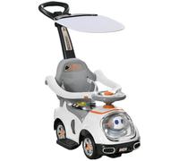 AIYAPLAY 3-in-1 auto a spinta tema robot 12-36 mesi Bianco | Scivolo a piedi, auto per bambini spinta, manico per genitori, clacson musicale leggero, vano sotto, per bambini e bambine