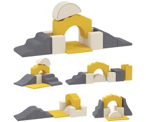 AIYAPLAY 7 Blocchi di Schiuma per Bambini Blocchi di Psicomotricità Giocattolo per Apprendimento per Arrampicare e Gattare Giallo Aosom Italy