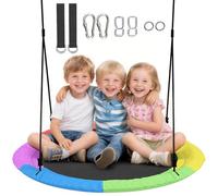 AIYAPLAY Altalena da Albero, Altalena a Nido per Bambini da Ø100 cm con Corde Regolabili e Cinghie, Gioco da Esterno per Bambini 3-8 Anni, Capacità 300 kg, Multicolore