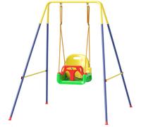 AIYAPLAY Altalena da Giardino per Bambini 3 in 1 in Acciaio e PP Verde