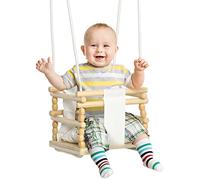 AIYAPLAY Altalena per Bambini 9-36 Mesi 30x30x110-180 cm Legno e Bianco