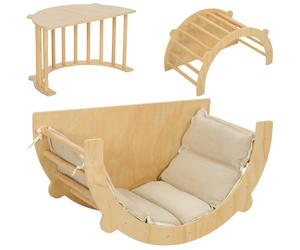 AIYAPLAY Arco Montessoriano 3 in 1 per Bambini da 18-48 Mesi, Struttura da Arrampicata, Tavolino e Dondolo con Cuscino Aosom Italy