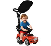 AIYAPLAY auto a scorrimento con barra di spinta Veicolo a scorrimento 3 in 1 con capote e corrimano rimovibili, veicolo per bambini con antiribaltamento, clacson, musica, spazio di archiviazione, per