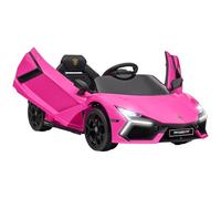 AIYAPLAY Auto elettrica per bambini, 12 V, con telecomando da 2,4 G, veicolo elettrico con luce LED, attacco USB/MP3, porta a battente, ruote ammortizzate, 3-5 km/h, per bambini 3-5 anni, rosa
