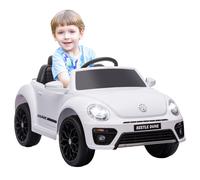 AIYAPLAY Auto elettrica per bambini VW Maggiolino, 3-5 km/h, con telecomando e musica, Bianco
