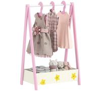 AIYAPLAY Baby Clothing Rack, guida per vestiti per bambini a tema stellare con appendini, scaffale di stoccaggio per la camera da letto, guida per vestiti per bambini dai 3 ai 6 anni, rosa