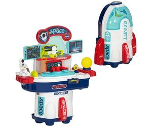AIYAPLAY Banco da Lavoro Giocattolo a Tema Spaziale con Suoni e Luci, Gioco Educativo per Bambini in PP e GPPS, 21 Pezzi, 45.5x24x52.5 cm, Multicolore