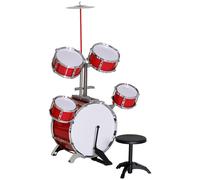 Aiyaplay Batteria per Bambini con Sgabello per Bambini +3 Anni 68,5X37X84 cm Rosso