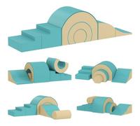 AIYAPLAY Blocchi Schiuma Bambini 5 Pezzi Verde+Sabbia | Set di blocchi giganti morbidi in similpelle, per arrampicata e costruzione.