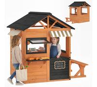 AIYAPLAY Casetta da Giardino per Bambini in Legno di Abete, Marrone